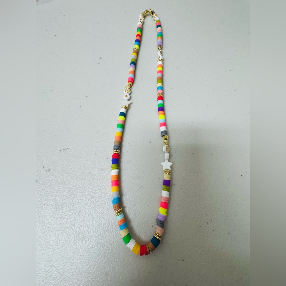 Gold Geometric Necklace with Disc Design - Picture 2 of 2